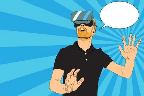 Man with virtual reality glasses Stock Illustration