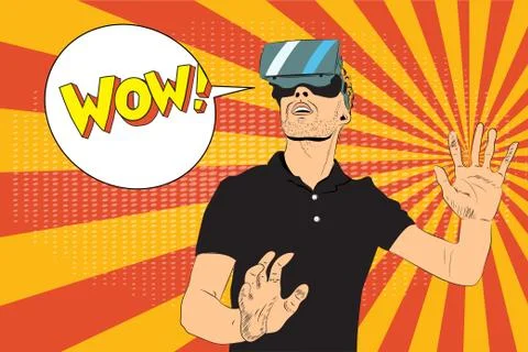 Man with virtual reality glasses Stock Illustration