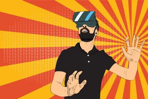 Man with virtual reality glasses Stock-Illustration