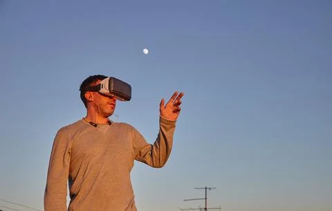 Man in Virtual Reality Goggles Stock Photos