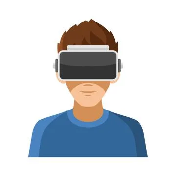 Man with Virtual Reality Headset Icon. Vector Stock-Illustration