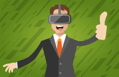 A man with virtual reality headset Stock Illustration