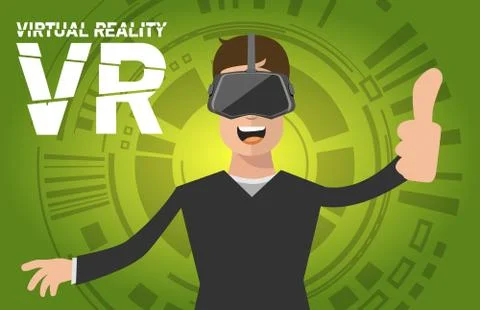 A man with virtual reality headset Stock Illustration