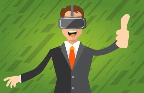A man with virtual reality headset Stock Illustration