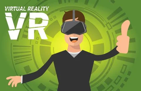 A man with virtual reality headset Stock Illustration
