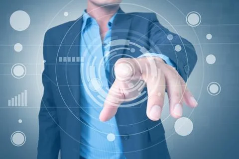 Man With Virtual Screen Interface Stock Illustration