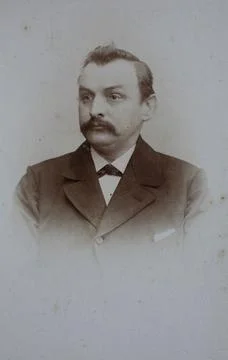 Man visit format Carte de Visite photograph fixed on cardboard in the format Foto stock