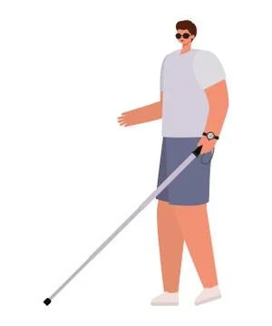 Man with a visual impairment and a cane Stock Illustration