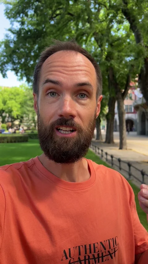 Man Vlogging or Talking to the Camera Outdoors Stock Footage 317004100