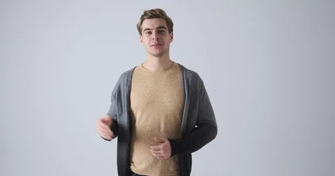 Man vlogging over white background Stock Footage 120930142