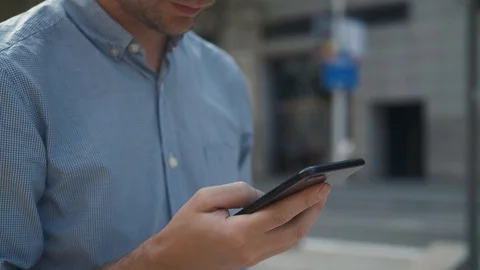 Man voice recognition with smart phone in railway station train public Stock Footage 119272545