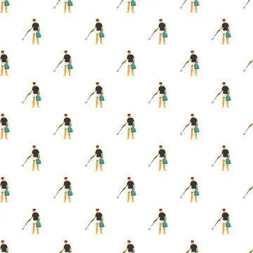 Man volunteering cleaning up garbage pattern Stock Illustration