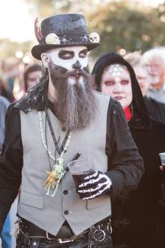 Man In Voodoo Costume Walks Around At Georgia Zombie Festival Stock Photos