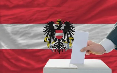 Man voting on elections in austria Foto stock