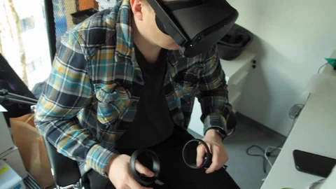Man in VR glasses Stock Footage 125986869
