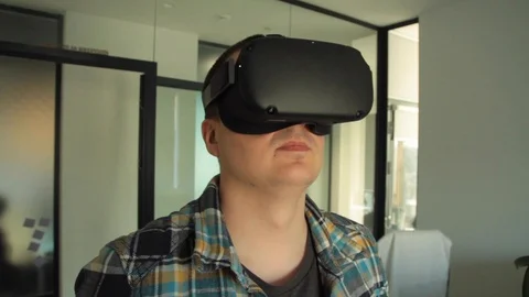 Man in VR glasses Stock Footage 125986915