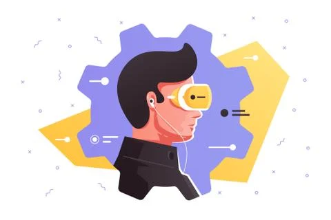 Man in VR glasses Stock Illustration