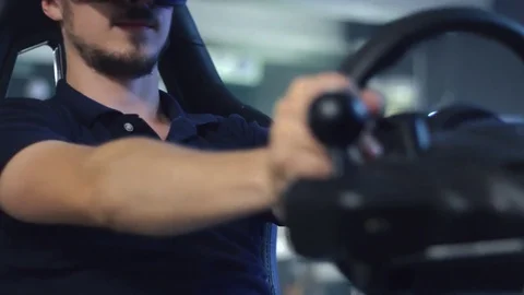 Man in VR Glasses. Virtual Reality Gaming. Stock Footage 78029945