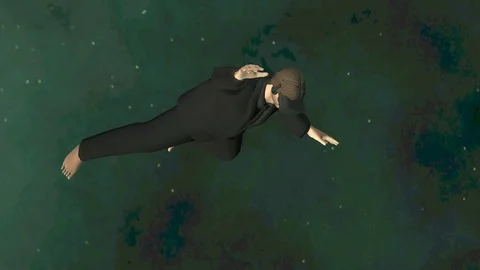 Man with a VR headset falling.  CGI. Video stock 110919428