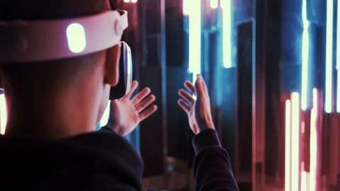 Man in VR headset moving hands Stock-Footage 103624603
