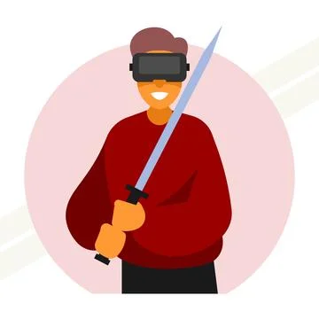 Man-in-vr-helmet Stock Illustration