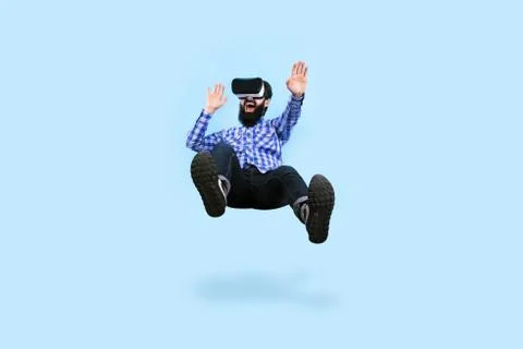 Man in VR levitating Stock Photos