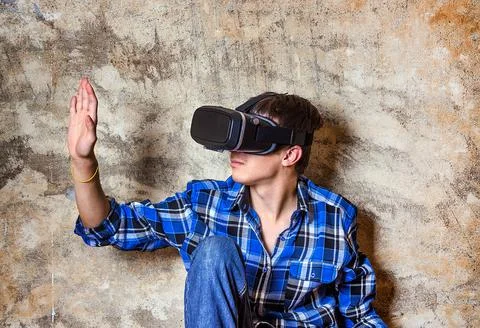 Man in VR Mask Stock Photos