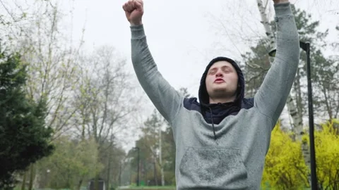Man vs Weather Training in the Rain for Victory Stock Footage 278026309