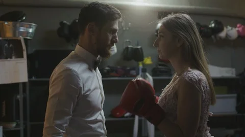 Man vs. Woman before fight Stock Footage 106632953