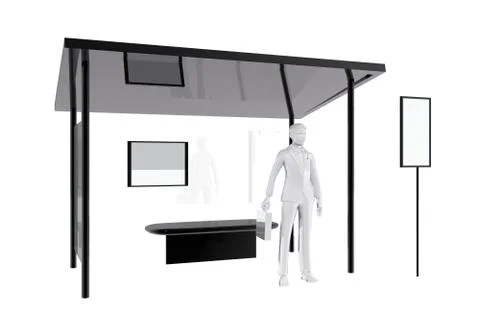 Man waiting the bus Stock Illustration