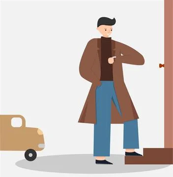 Man waiting at the door Stock Illustration