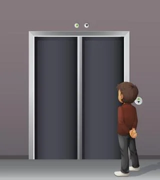 Man waiting at the elevator door 스톡 일러스트