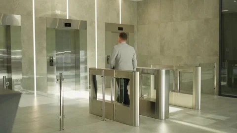 Man is waiting for elevator in modern office center. Concept office space. Stock-Footage 280859309