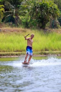 Man Wakeboarding Stock Photos