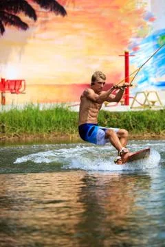 Man Wakeboarding Stock Photos