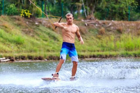 Man Wakeboarding Stock Photos