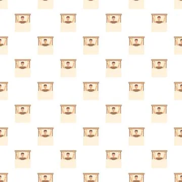 Man waking up in bed seamless pattern 스톡 일러스트