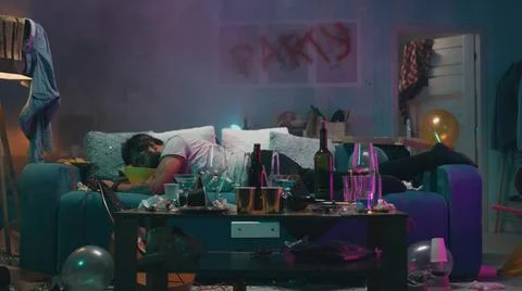 Man waking up during party Stock Photos