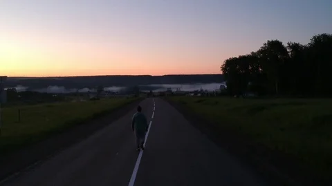 Man Walk Alone on Road Video stock 91711101