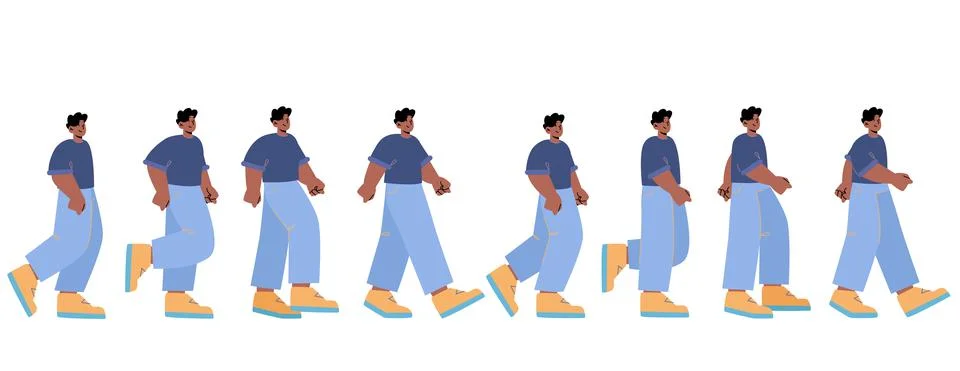 Man walk animation, sequence frame for game sheet Stock Illustration