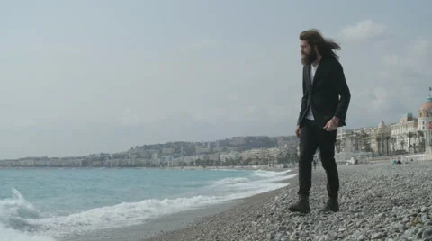 Man walk on beach Video stock 64577441