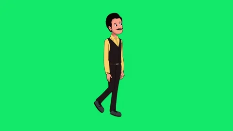 Man Walk Cycle Green Screen | Walking Animation Overlay Stock Footage 315304020