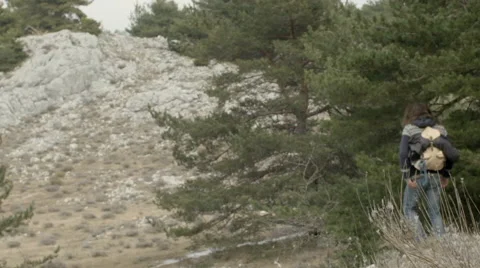 Man walk on mountain slow motion 動画素材 64577065