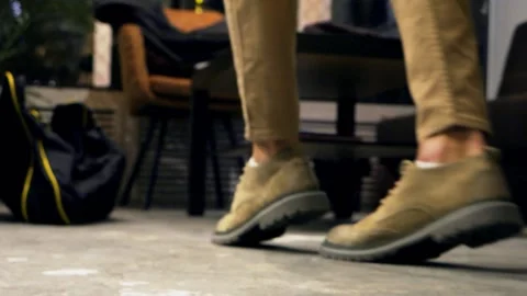 Man walk in shoes 스톡 동영상 160678327