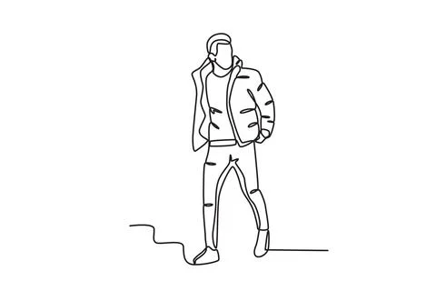 A man walked gallantly wearing a jacket Stock Illustration