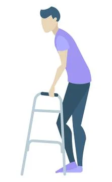 Man with Walker Tool Rehabilitation Program Vector Stock Illustration