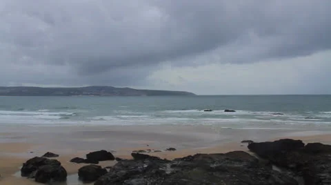 Man Walking Across Beach Scene Stock Footage 26556633