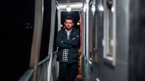 Man Walking Along The Deck Stock-Footage 75443471