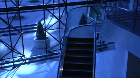 Man walking up and down staircase 1080 24p Stock Footage 92095