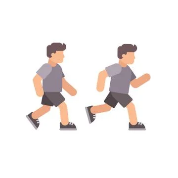 Man walking and running flat character illustration Stock Illustration